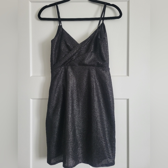 Urban Outfitters Black and Silver Mini Slip Dress sz S - Like New - Picture 3 of 8